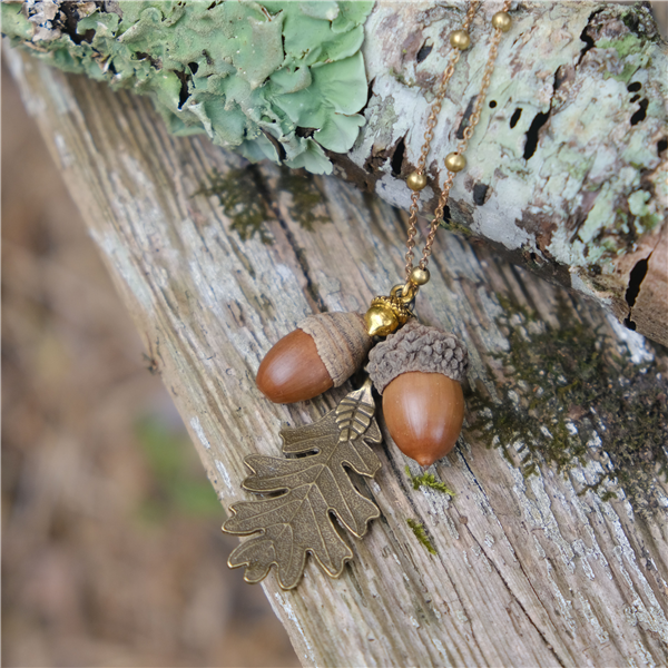 兩顆橡實長項鍊